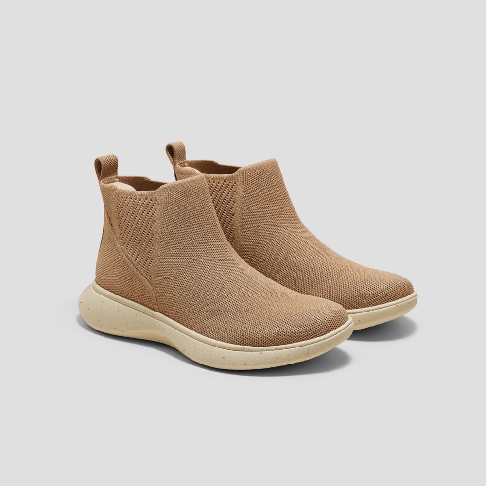 Vivaia Tan Knit Ankle Boots